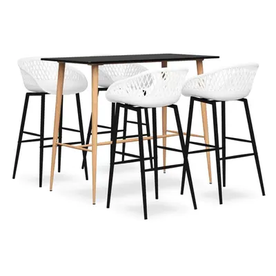 vidaXL Bar Set Piece Black and White Kitchen Dining Room Chair Stool Table