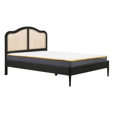 Rattan Double Bed Frame Birlea Leonie 135cm 4FT6 Black Bedstead