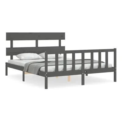 (grey, x cm/with headboard & footboard) vidaXL Bed Frame Bedroom Platform Bed Mattress Foundatio