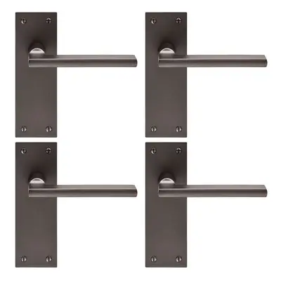 4x PAIR Straight Bar Handle on Slim Latch Backplate x 50mm Matt Bronze