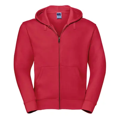 (S, Classic Red) Russell Mens Authentic Full Zip Hooded Sweatshirt / Hoodie