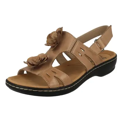 (UK 3, Sand (Brown)) Ladies Clarks Flower Detailed Sandals Leisa Claytin - D Fit