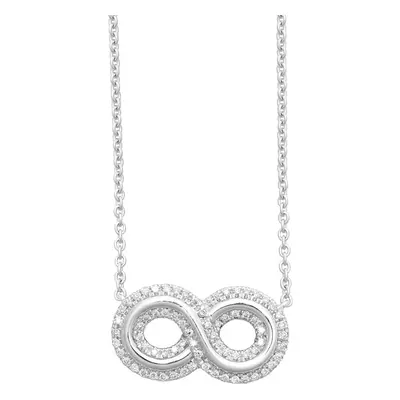 Jewelco London Solid 18ct White Gold Pave Set Round G SI1 0.2ct Diamond Infinity Eternity Charm 