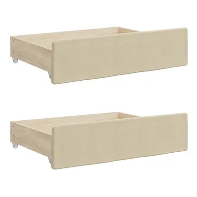 (cream) vidaXL Bed Drawers Storage Unit Home Bed Box pcs Engineered Wood and Fabric