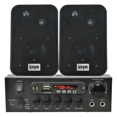 110W Bluetooth Amplifier & 2x Corner Wall Speakers Compact Wireless HiFi TV Kit