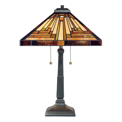 Table Lamp Bulb Hand Crafted Tiffany Style Coloured Glass Bronze LED E27 60W