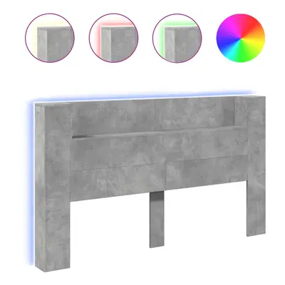 (concrete grey, x 16.5 x 103.5 cm) vidaXL Headboard Cabinet with LED Bed Header Bed Headboard St