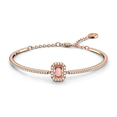 Swarovski Pink Crystal Bangle, Octagon Cut Pink Crystal in a Rose Gold Tone Plated Setting, from