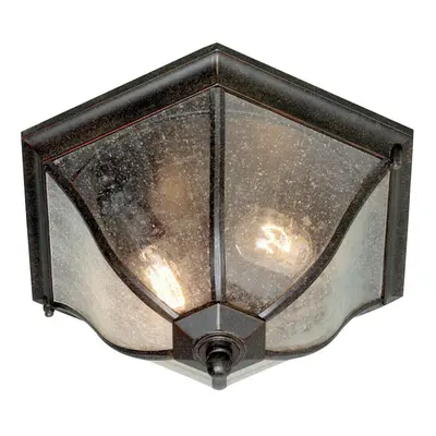 Outdoor IP44 Bulb Flush Light Low Ceiling Weathered Bronze LED E27 60W