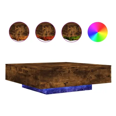 (smoked oak, x x cm) vidaXL Coffee Table with LED Lights Hallway Tea Side End Table Sofa Table