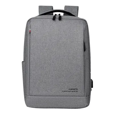 (Grey) 13L School Backpack USB Charging Waterproof Men Shoulder Bag 14inch Laptop Bag for Campin