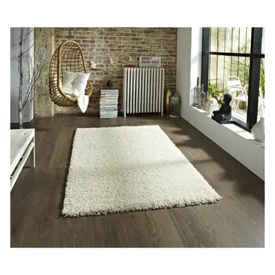 (Cream, 80cm x 150cm) Vista Plain Shaggy Pile Rug Machine Made Polypropylene Floor Mat