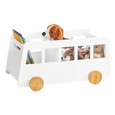 SoBuy KMB41-W, Children Kids Bookcase Book Shelf Toy Shelf with Wheels