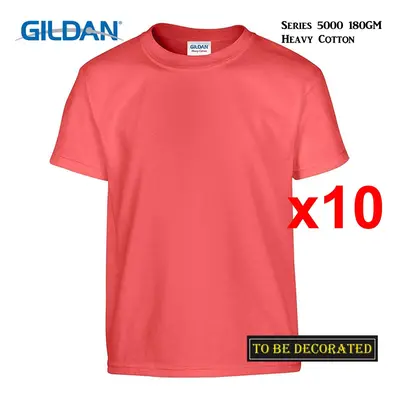 (L) Packs Gildan T-SHIRT Basic Tee - 5XL Small Big Men Heavy Cotton (Coral Silk)