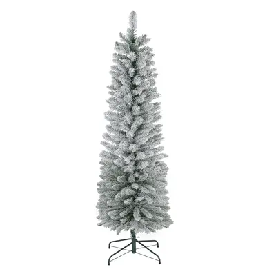 HOMCOM Foot Artificial Pencil Christmas Tree with Snow Flocked Tips, White