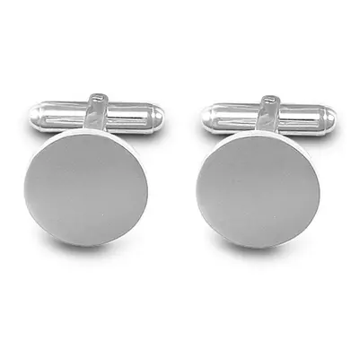 Jewelco London Rhodium Coated Sterling Silver Round Disc T-shape Cufflinks - Gents - ACL003