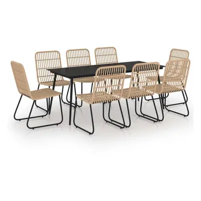 vidaXL Outdoor Dining Set Piece Poly Rattan and Glass Chair and Table Garden