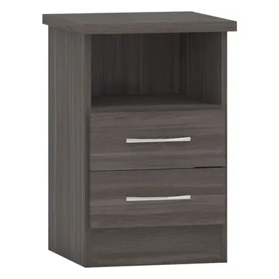 Nevada Bedside Drawer in Black Wood Grain Effect Metal Runners Handles