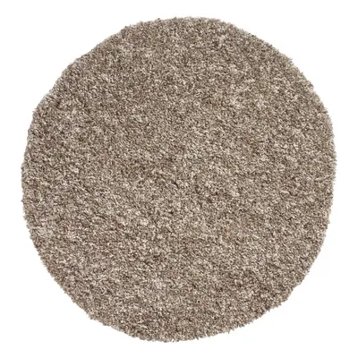 (133cm Circle) Vista Shaggy Pile Rug Polypropylene Large Floor Mat (Beige)