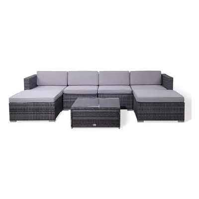 (Grey, With Cover) EVRE Nevada Rattan garden Seater Sofa set