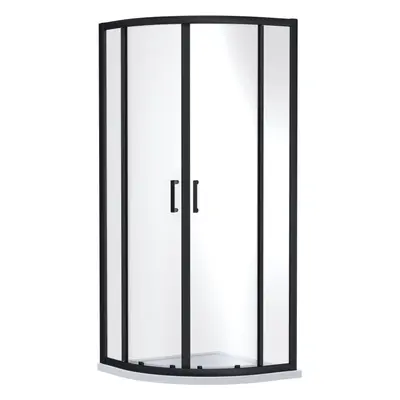 Ruwa 6mm Toughened Safety Glass Quadrant Shower Enclosure - x x 800mm - Matt Black - Balterley