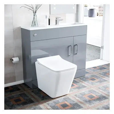 James 1000mm Light Grey Slimline Vanity Basin & WC Unit & BTW Rimless Toilet