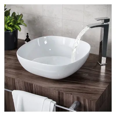 Etive x 410mm Square Rounded Cloakroom Counter Top Basin Sink Bowl