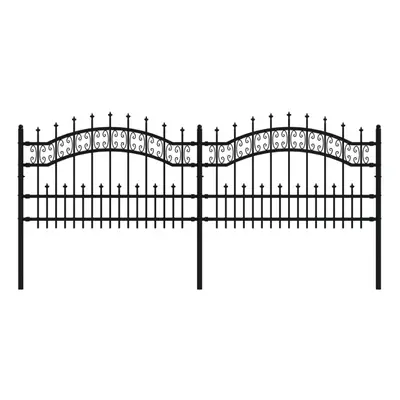 (240 x cm) vidaXL Garden Fence with Spear Top Black Powder-coated Steel Fence Multi Sizes