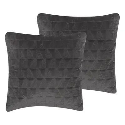 Set of Cushions LALAM Solid Cotton x cm Grey