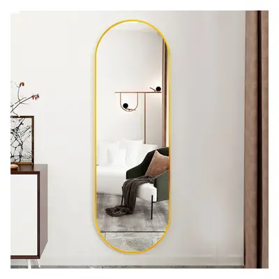 (50x160cm, Gold) Modern Oval Metal Frame Full Length Wall Mirror