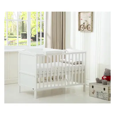 (White) MCCÂ® BABY BED Wooden Baby Cot Bed "Orlando" with Top Changer & Water repellent Mattress