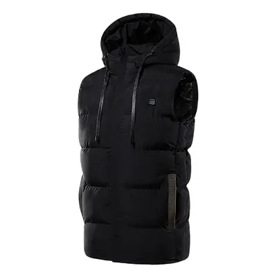 (Black, L) Unisex Electric Heated Winter Warm Jacket Hooded Coat Clothing USB Heating M-7XL