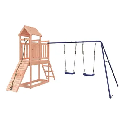 (solid douglas wood) vidaXL Playhouse Climbing Frame with Swings Climbing Wall Kids Solid Wood P