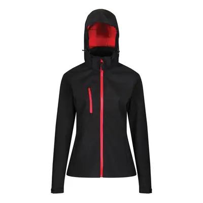 (16 UK, Black/Classic Red) Regatta Womens/Ladies Venturer Hooded Soft Shell Jacket