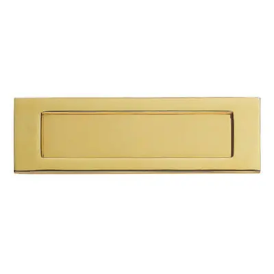 Inward Opening Letterbox Plate 258mm Fixing Centres x 80mm Polished Brass