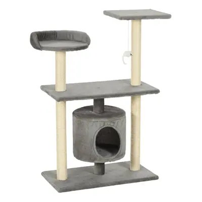 vidaXL Cat Tree with Sisal Scratching Posts 95cm Grey Kitten Playhouse Tower