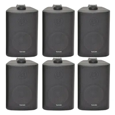 6x 70W Way Black Wall Mounted Stereo Speakers 8Ohm Compact Background Music