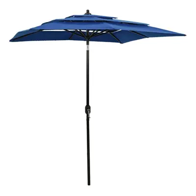 vidaXL 3-Tier Parasol with Aluminium Pole Azure Blue 2x2 m Outdoor Umbrella