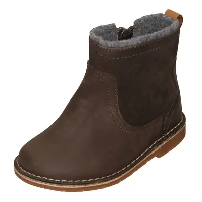 (Brown, UK Infant) Girls Clarks Zip Up Ankle Boots Comet Frost - G Fit