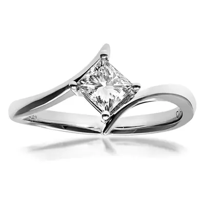 (L) Jewelco London 18ct White Gold Ring, 0.50ct Certified Diamond, Princess Cut