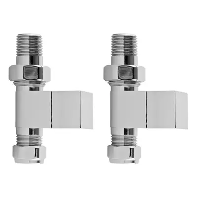 Straight Square Radiator Valves, Sold in Pairs - Chrome