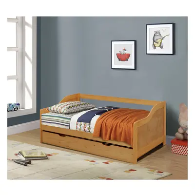 (Caramel, With x Kerri Mattress) 3ft Wooden Trundle Bed, Grey, White or Caramel