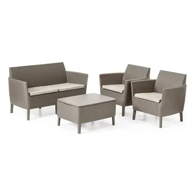 4 Seater Chairs and Sofa Lounge Set Cappuccino Keter Salemo