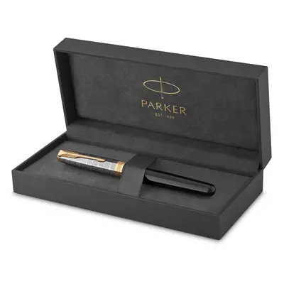 PARKER Sonnet Ballpoint Pen | Premium Metal and Black Gloss Finish with Gold Trim | Medium Point