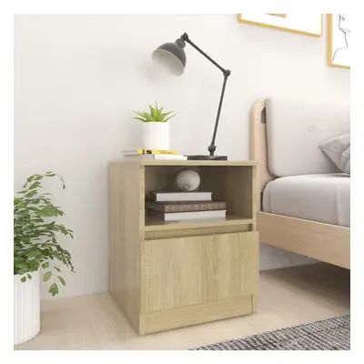 vidaXL 2x Bed Cabinets Sonoma Oak Chipboard Bedside Nightstands Furniture