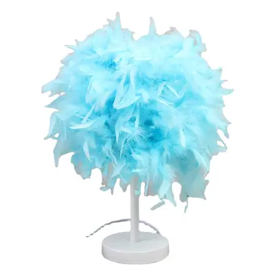 (Blue) Colorful Feather Shade Table Lamp Bedside Desk Lamp Night Light Home Decor Gifts