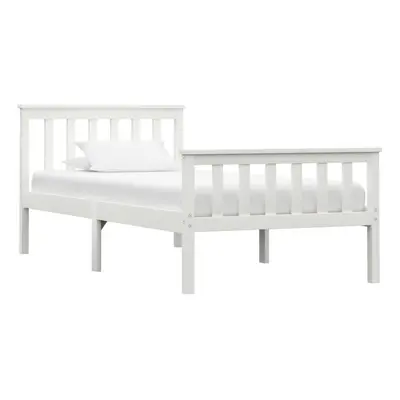 vidaXL Solid Pine Wood Bed Frame White 100x200cm Single Wooden Bed Furniture