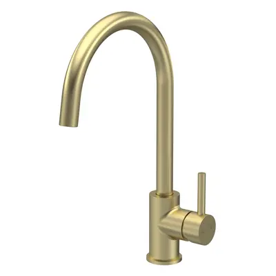 Kitchen Mono Mixer Tap with Lever Handle, 436mm - Brushed Brass