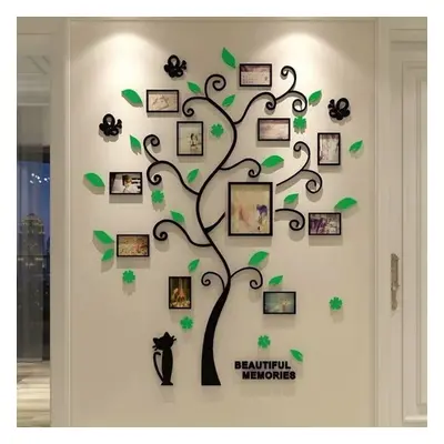 (Green, M) Photo Picture Frame Family Tree 3D Acrylic Home Wall Sticker Removable Decoration