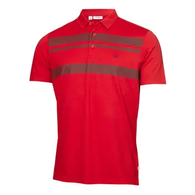 (M, Red) Calvin Klein Mens Fort Jackson Lightweight Quick Drying Golf Polo Shirt